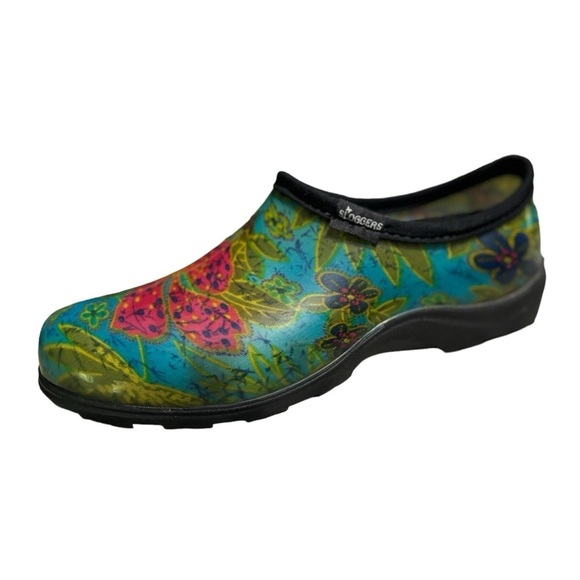 Sloggers Floral Rain Shoes Size 10 Waterproof Slip On Rubber Gardening Shoes - Picture 12 of 13
